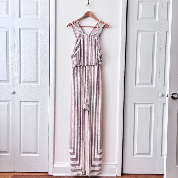 ASOS Design Linear Bead & Sequin Embellished Mini Dress w/ Maxi Overlay - Picture 4 of 11